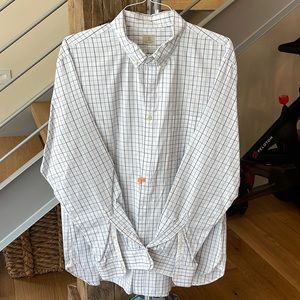J. Crew Button Down Shirt. 2-Ply 100% Cotton. XL (17-17.5).  Blue / White check.